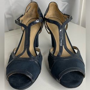 NATURALIZER Women's DACOMA  Peep Toe Pumps Navy FABRIC